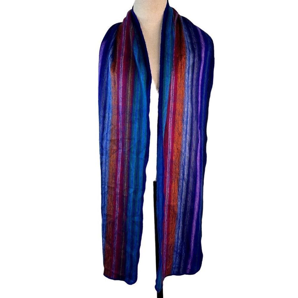 Amor a la Vida Alpaca Blend Womens Soft Woven Scarf Colorful Striped Boho Artsy‎